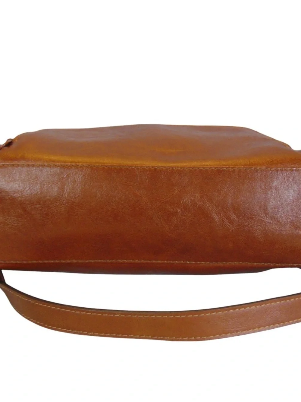 Vintage John Romaine Leather Crossbody Bag Brown Brass Shoulder Purse